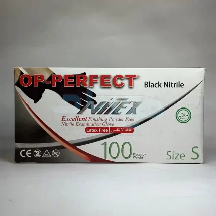 دستکش نیتریل بدون پودر اوپی پرفکت OP-Perfect (مشکی) سایز کوچک